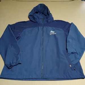 Cutter & Buck Charter Eco Jacket Men Blue Greece Windbreaker Packable Hood Large